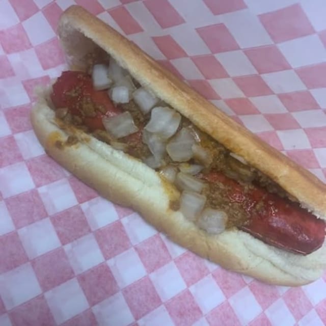 Classic Red Hot Dog Sandwich.